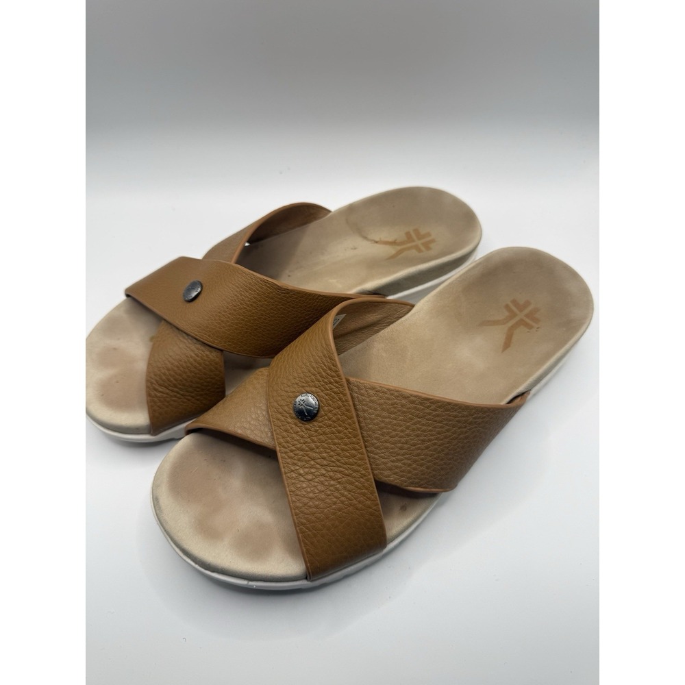 Kuru Breeze Womens Size 8 Brown Ivory White Beach Walking Outdoor Slide Sandals